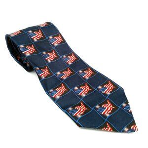American Flag Necktie Made In USA 100% Polyester Vintage Printed Tie Mens Dress